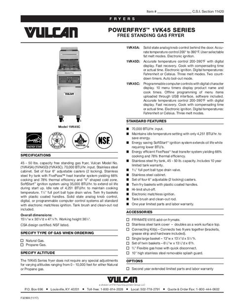 vulcan 1vk45a parts list